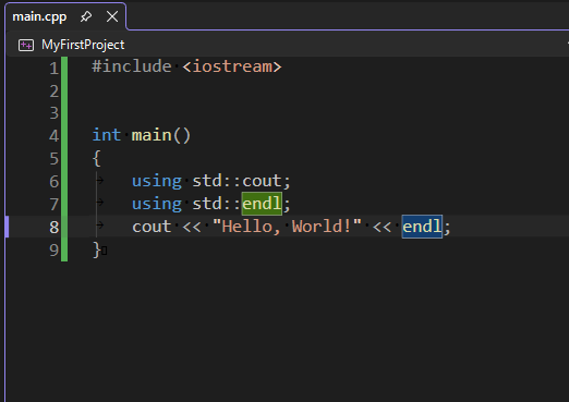Hello Worldのプログラムを入力